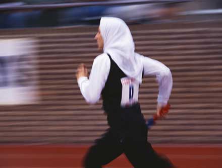 Muslim woman competing