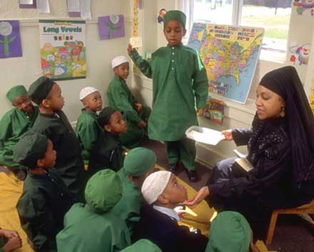 teaching 1st grade geography class at a Muslim school